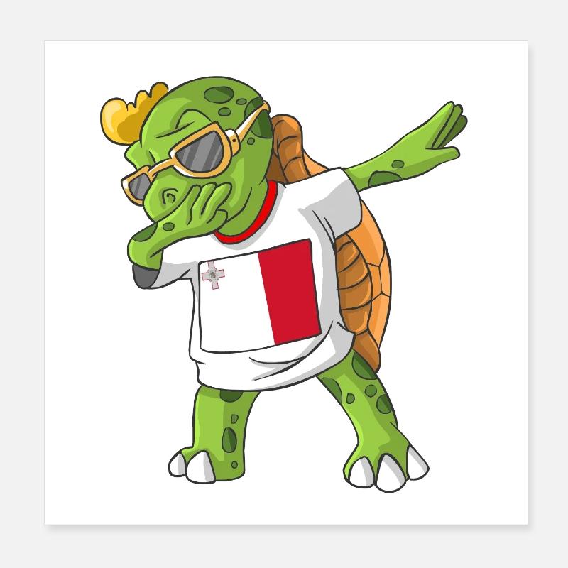 Malta Dabbing turtle Poster 8" x 8" (20x20 cm)