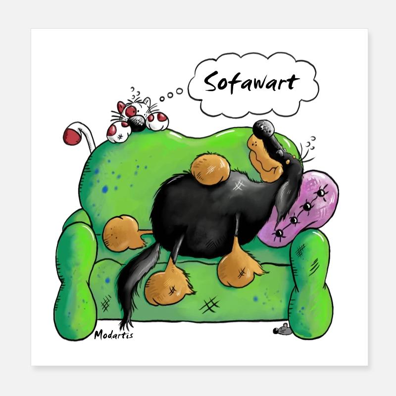 Sofawart - Hovawart - Hund - Hunderasse - Poster 20x20 cm - Weiß