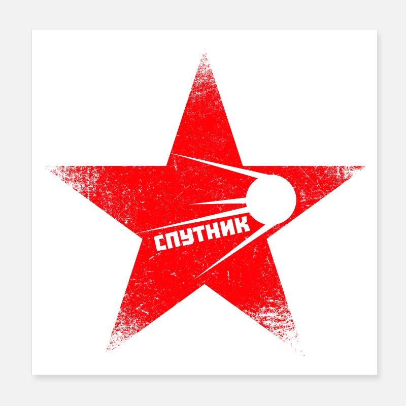Roter Stern - Sputnik Poster 20x20 cm