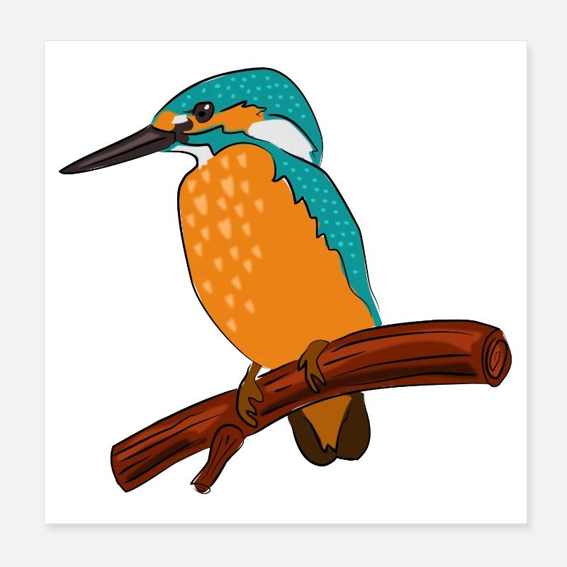 martin-pêcheur - Poster 20 x 20 cm - blanc