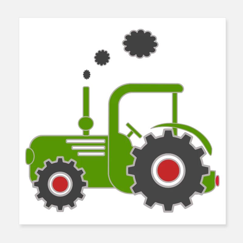 Tracteur vert Poster 20 x 20 cm