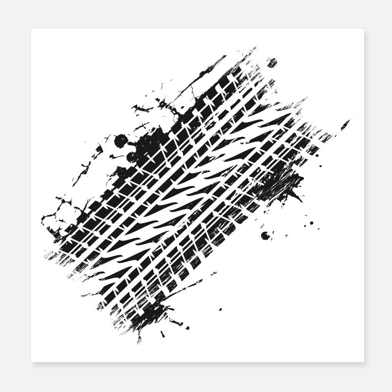 schmutziges Auto Reifenprofil Bremsspur Graffiti Poster 20x20 cm