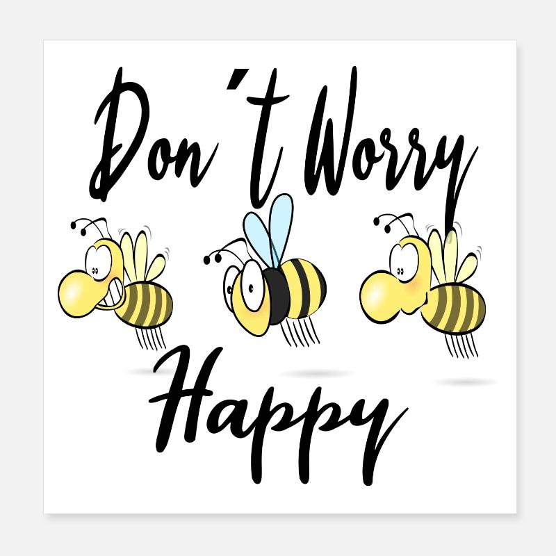 Happy bees Poster 8" x 8" (20x20 cm)