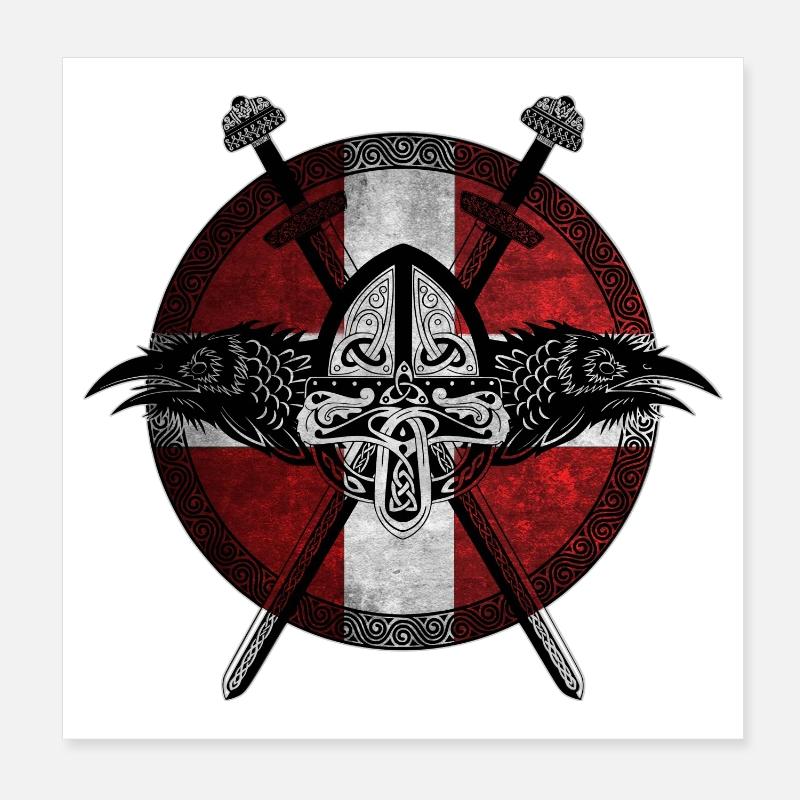 Viking Viking Danemark drapeau Raven Design Poster 20 x 20 cm