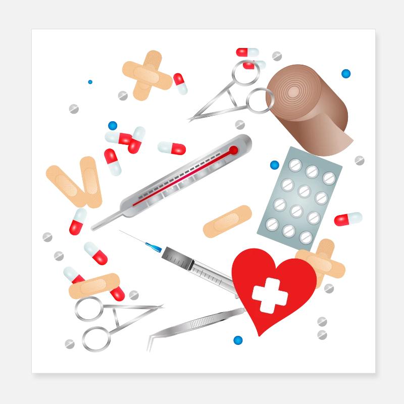First aid kit, first aid kit or medicine cabinet Poster 8" x 8" (20x20 cm)
