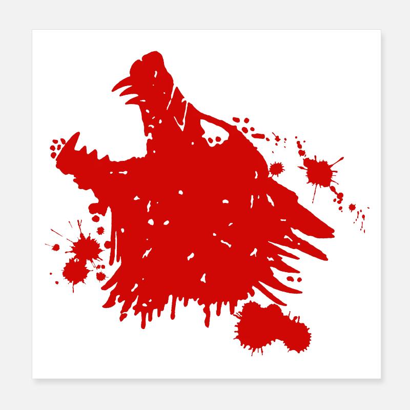 Loup rouge hurlant - Poster 20 x 20 cm - blanc