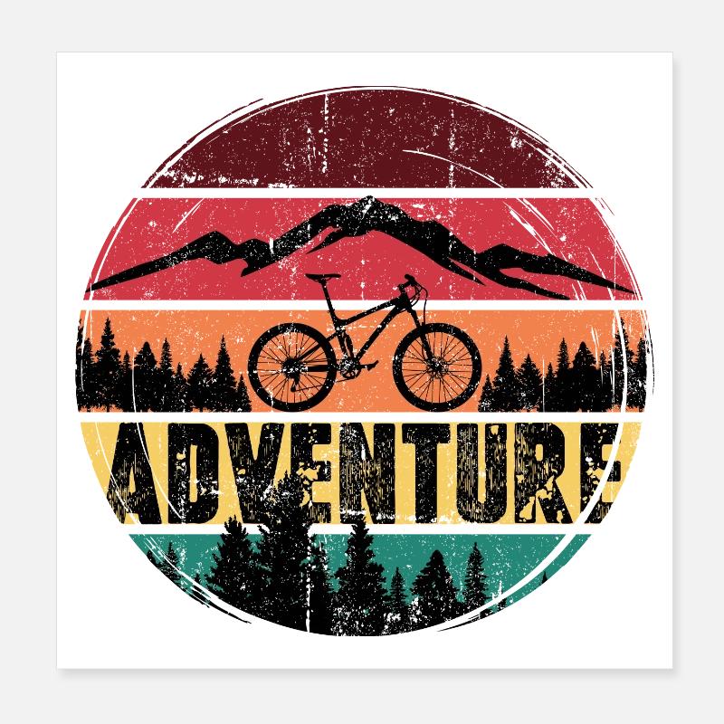 Aventure rétro en VTT - Poster 20 x 20 cm - blanc
