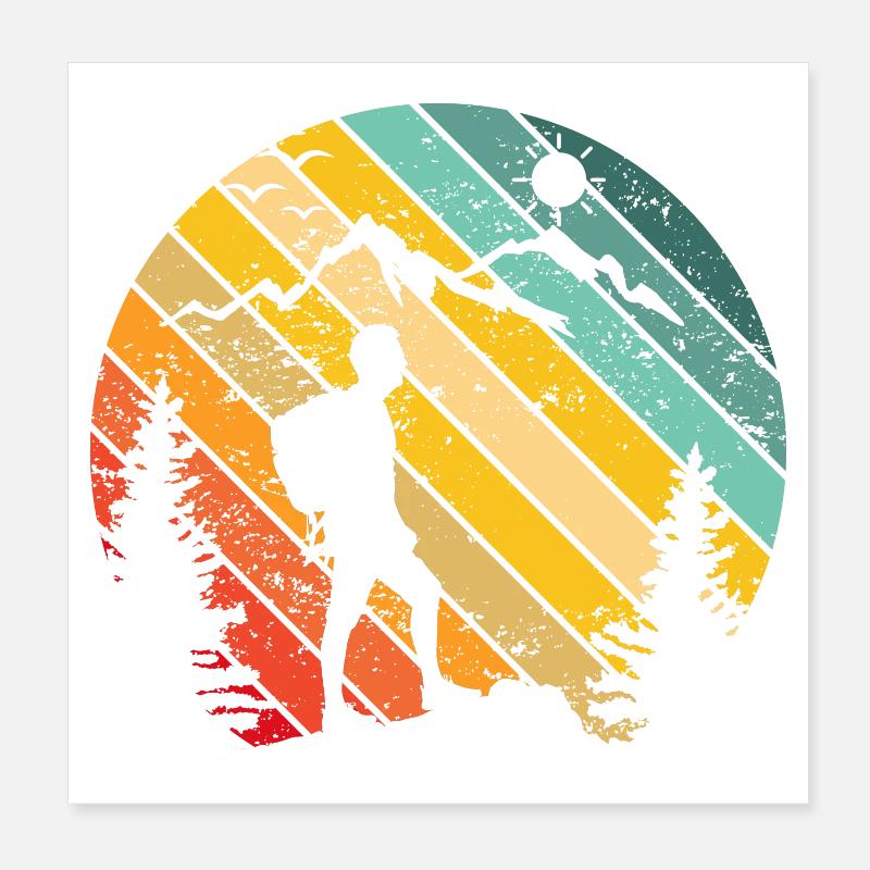 Randonnée Escalade Retro Sunset Poster 20 x 20 cm