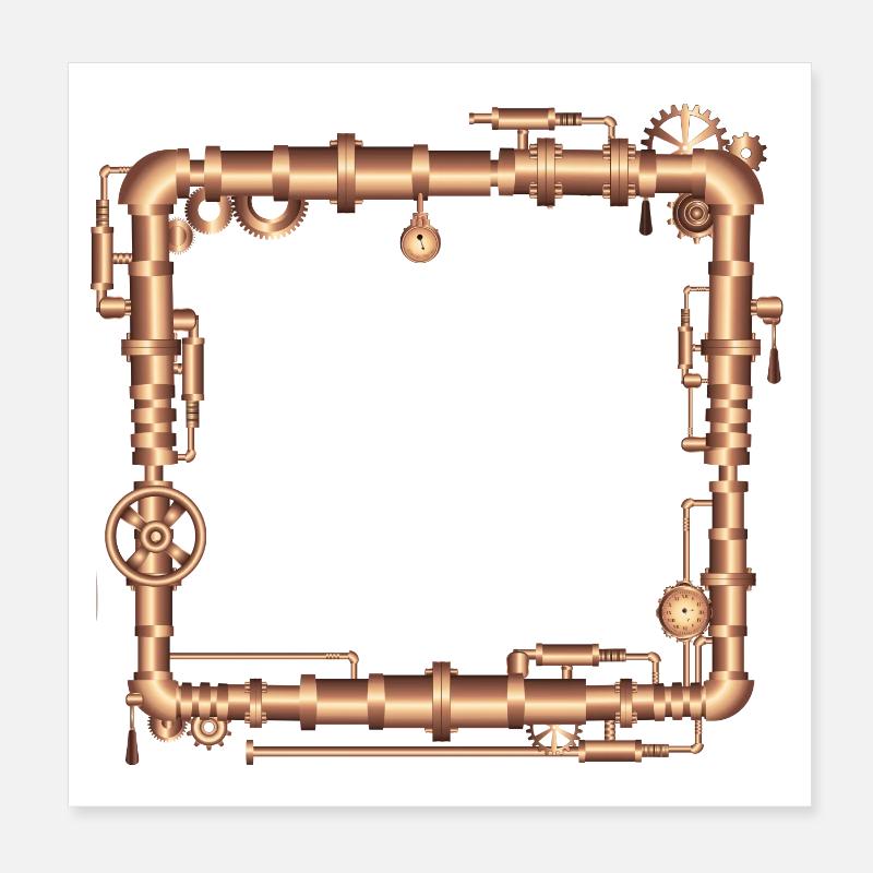 Steampunk frame in steam engine look Poster 8" x 8" (20x20 cm)