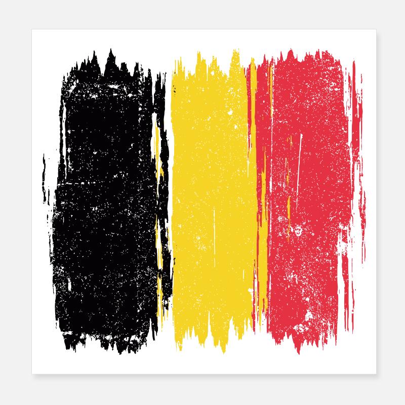 Belgian Flag Abstract Brush Strokes Poster 8" x 8" (20x20 cm)