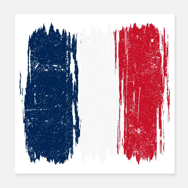 Coup de pinceau Drapeau français Poster 20 x 20 cm