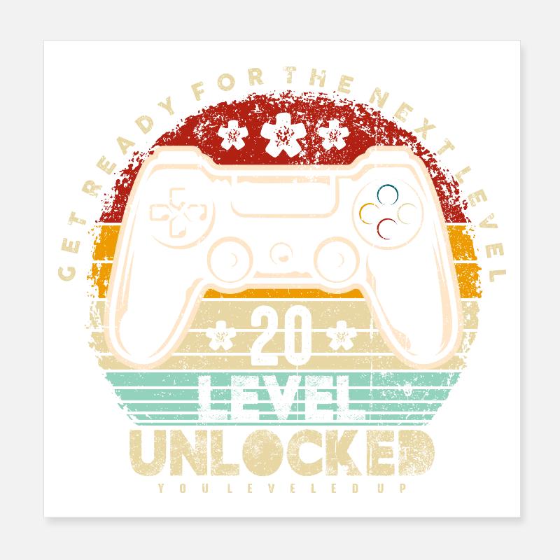 20 Entsperrter Retro-Controller Poster 20x20 cm