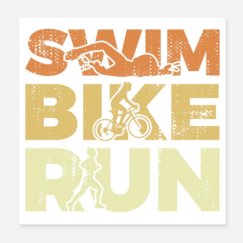 Triathlon Mädchen Poster 20x20 cm