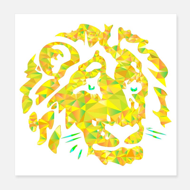 Tête de Lion Polygone Poster 20 x 20 cm
