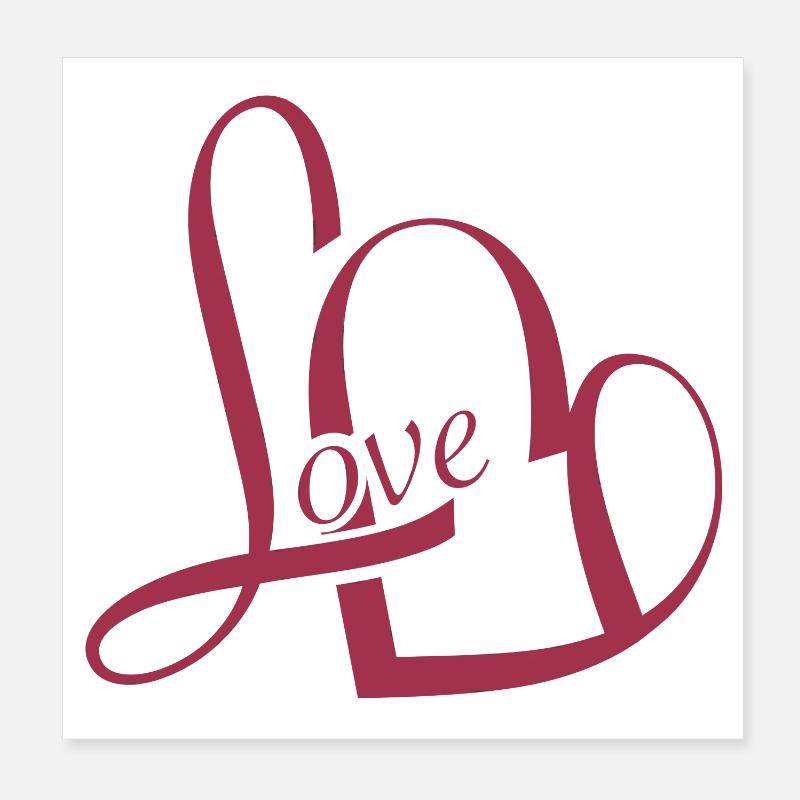 romantique Typographie de la Saint-Valentin en rouge Poster 20 x 20 cm