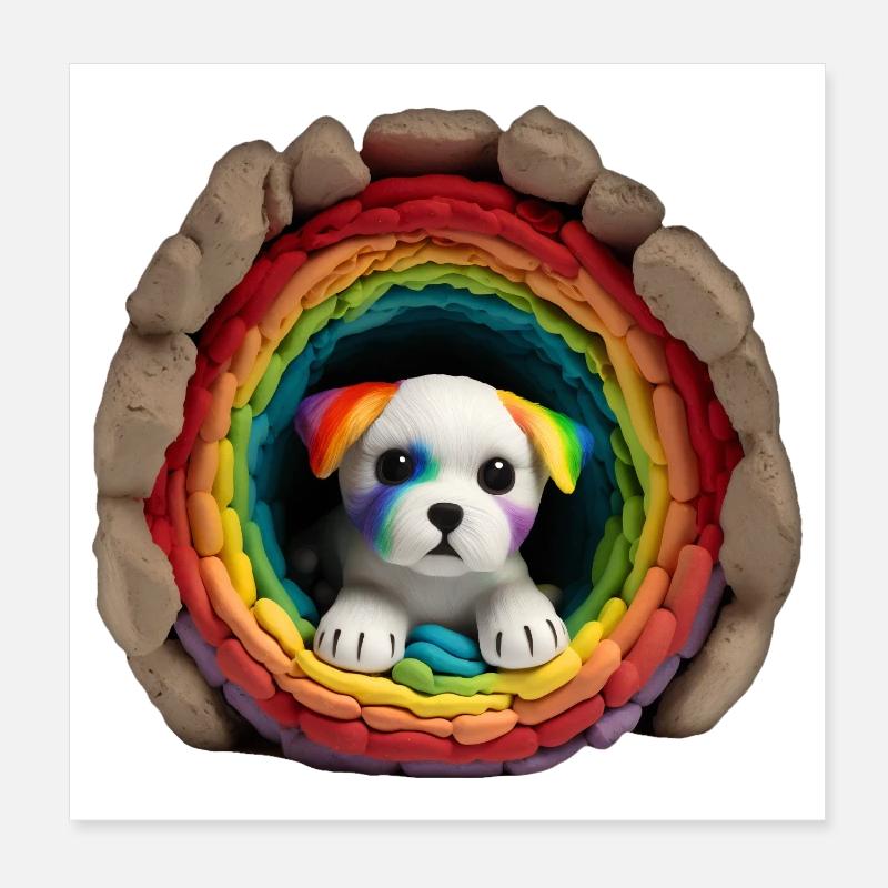 Rainbow Pups Tunnel Poster 20x20 cm