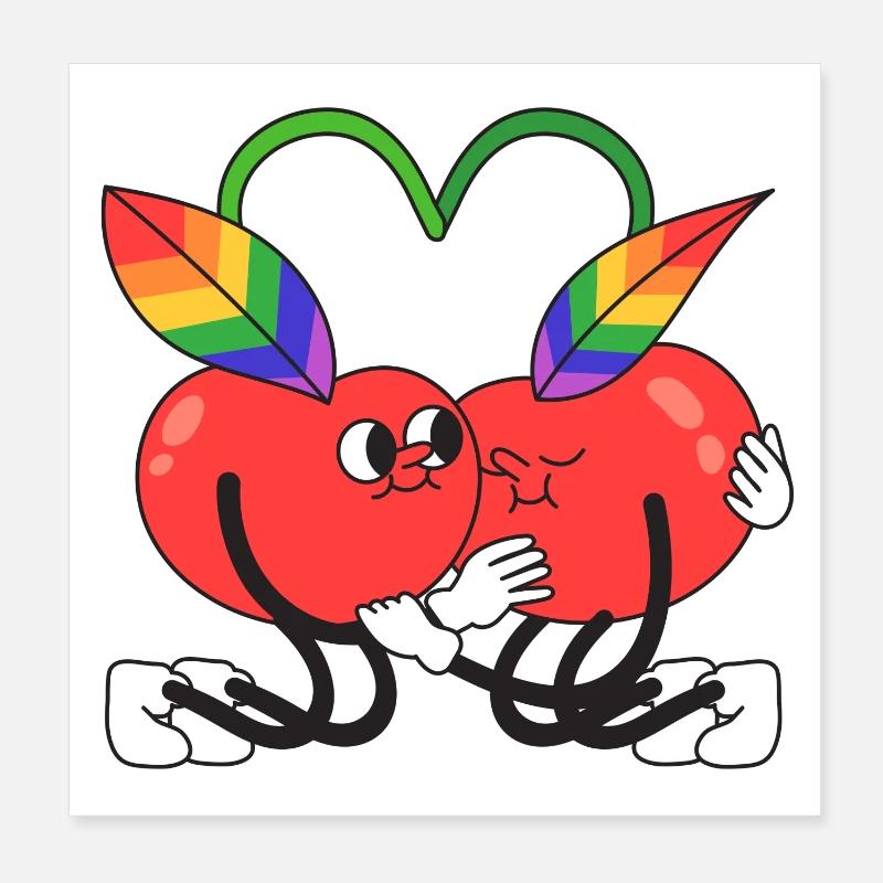 cherry, queer, cherry, hugging Poster 8" x 8" (20x20 cm)