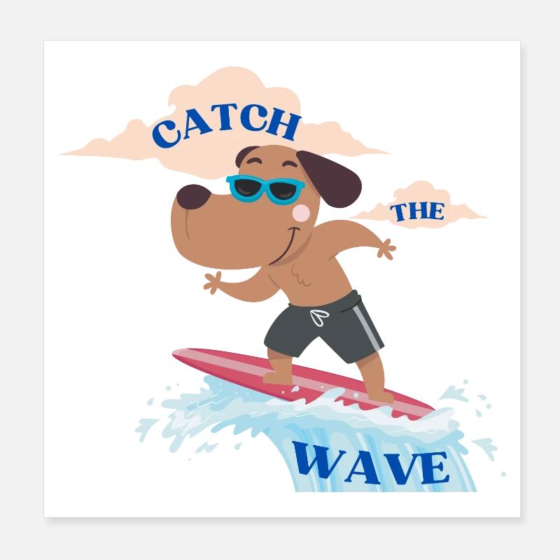 Attrapez la vague - T-Shirt Cute Beach Vibes Poster 20 x 20 cm