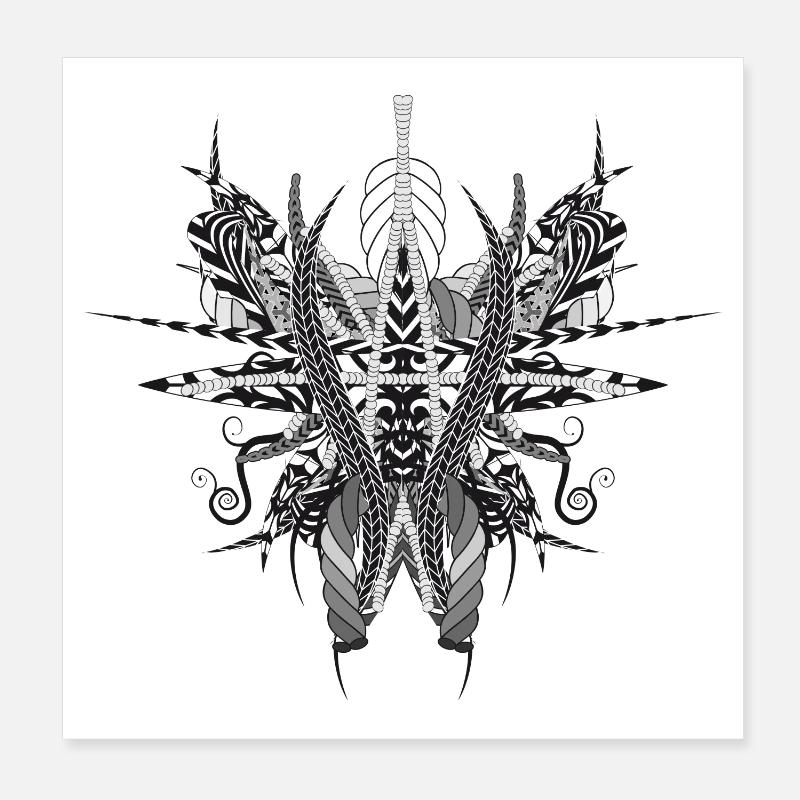 kunstvolles Gebilde aus Bänder und Federn Poster 20x20 cm