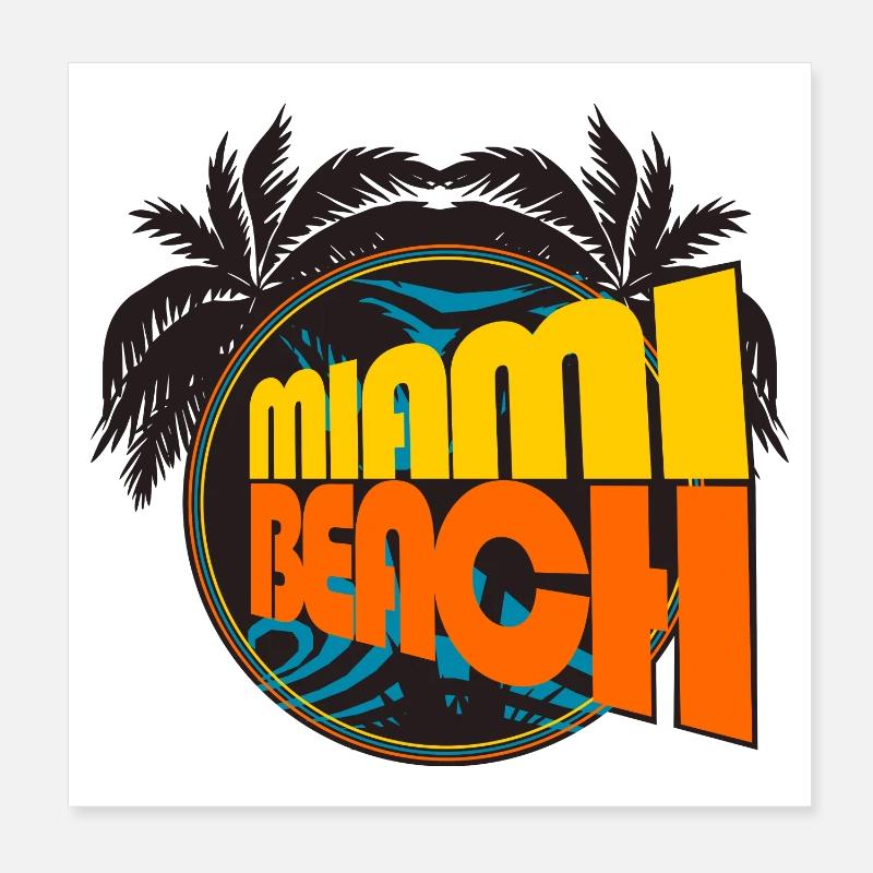 Miami Beach Retro Palms Poster 20 x 20 cm