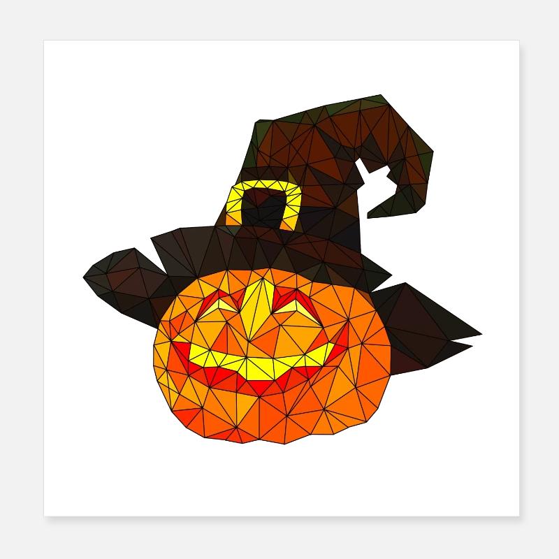 Polygonal Halloween Pumpkin Triangular Poly Art Poster 8" x 8" (20x20 cm)