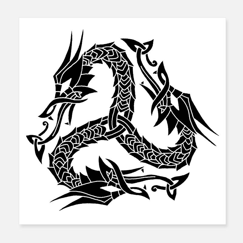 Celtic Black Hydra Poster 8" x 8" (20x20 cm)