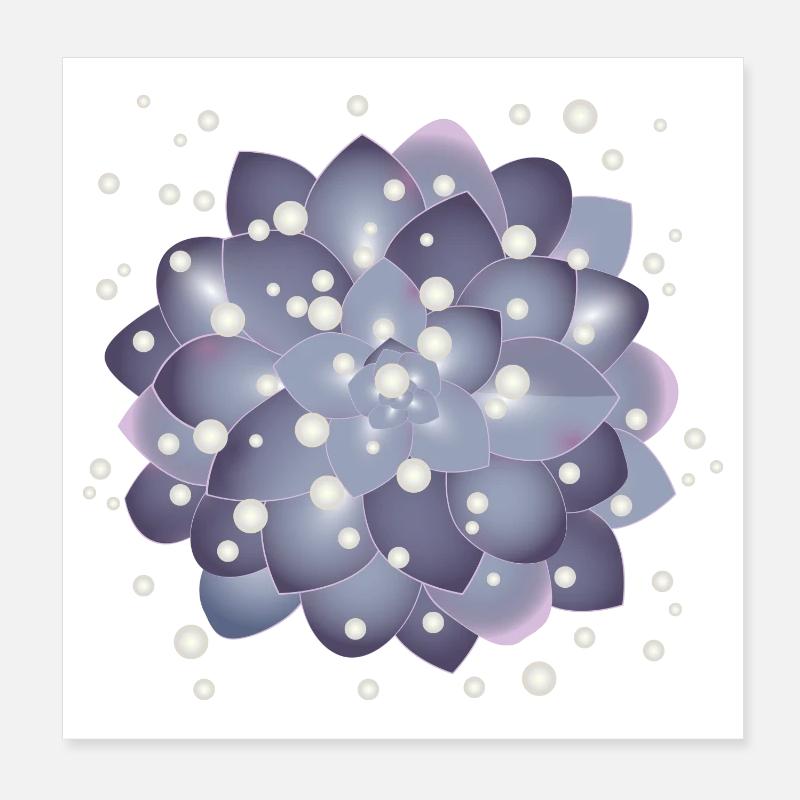 wunderschöne Sukkulenten Blüte mit Perlen Poster 20x20 cm