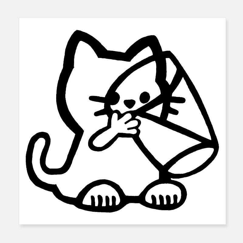 Le chaton et le verre de lait Poster 20 x 20 cm