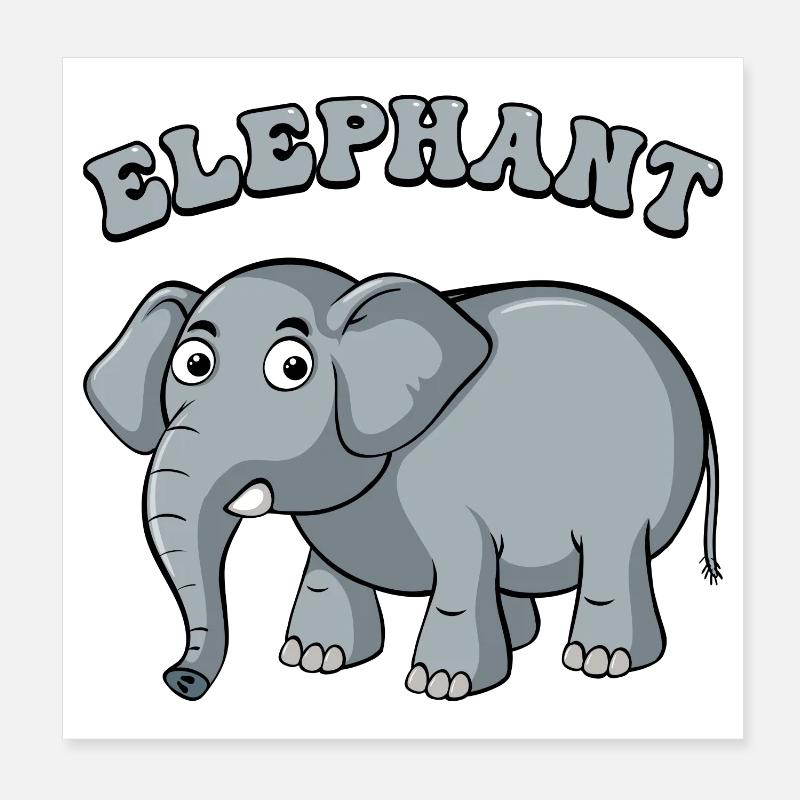 Arc d’éléphant dessin animé sur noir Poster 20 x 20 cm