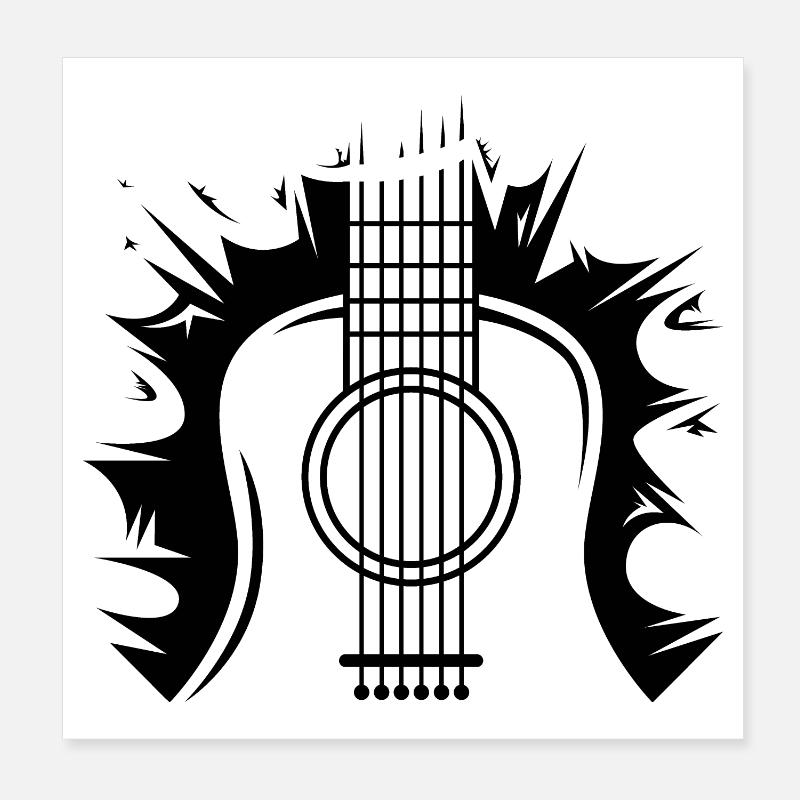 Icône d’illustration de logo d’explosion de guitare Poster 20 x 20 cm