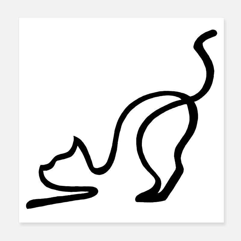Esquisse du chat noir Poster 20 x 20 cm