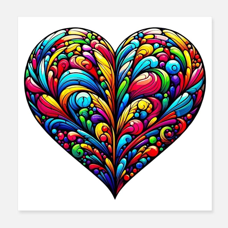 Colorful Heart Poster 8" x 8" (20x20 cm)