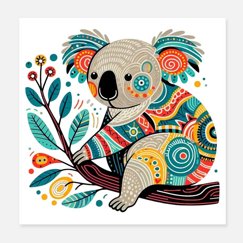 Koala - Poster 20x20 cm - Weiß