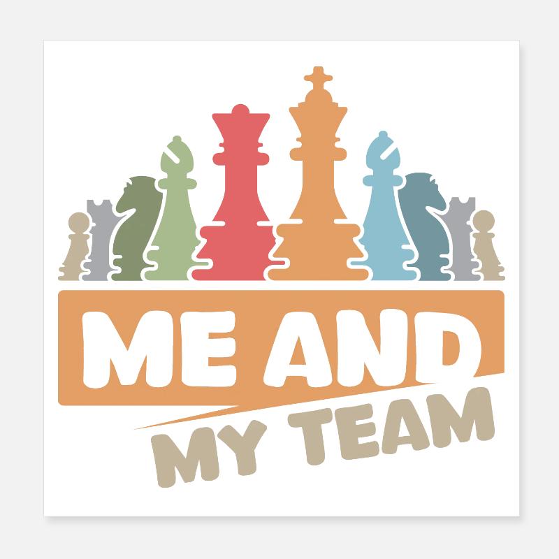 Schach retro cool Spruch Team vintage Schachfigur Poster 20x20 cm