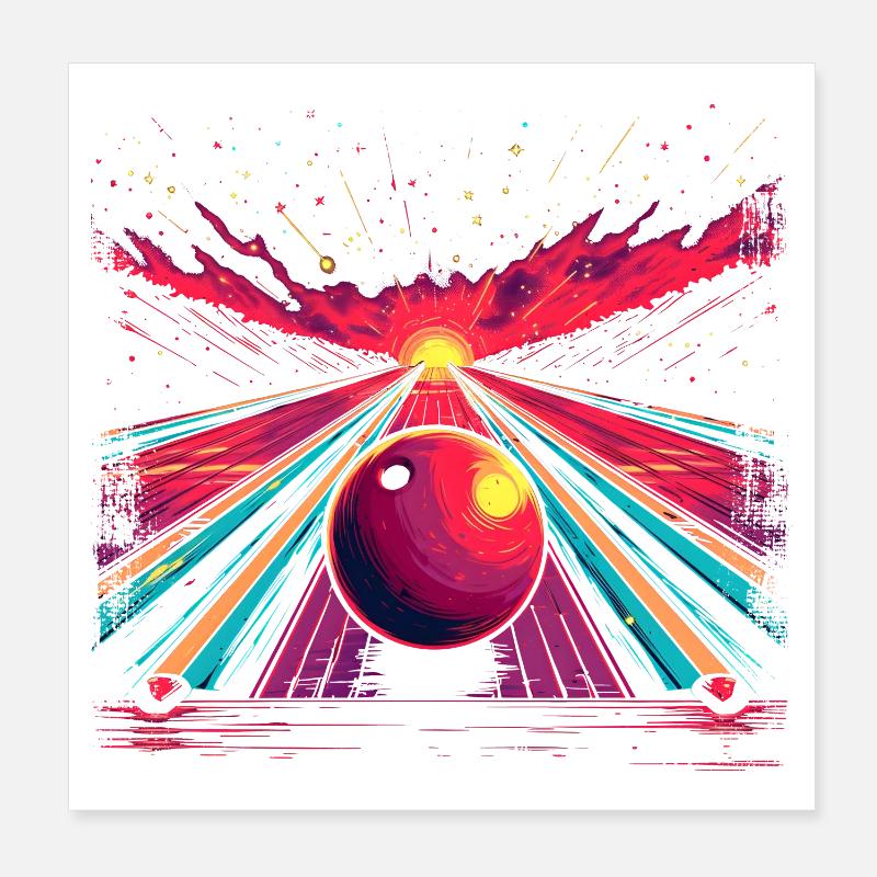 Retro Bowlingbahn Poster 20x20 cm