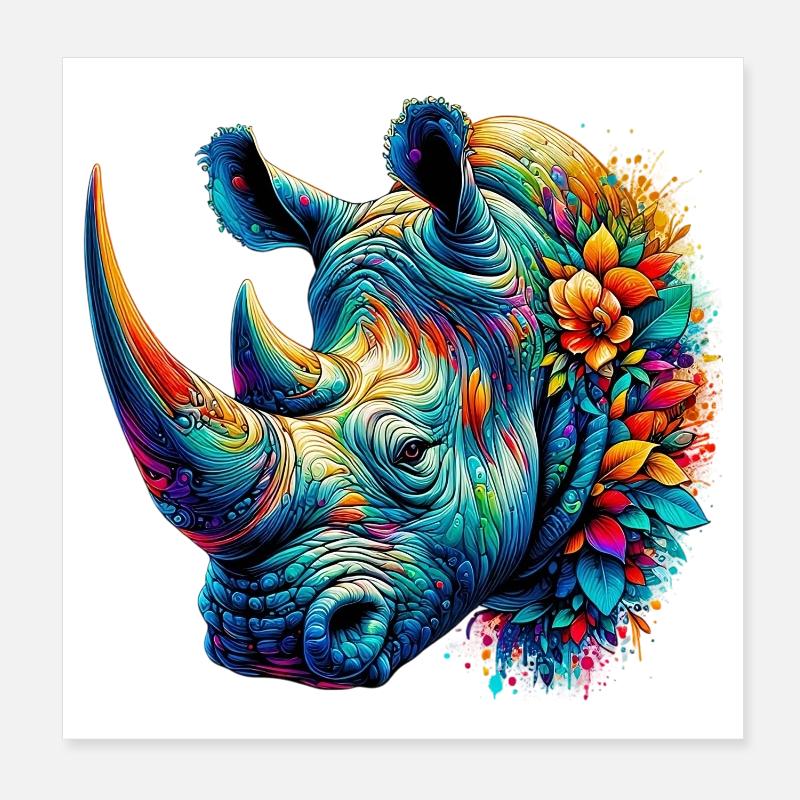 Rhinocéros Poster 20 x 20 cm