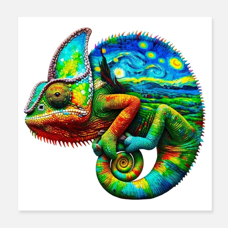 Van Gogh Chameleon Poster 8" x 8" (20x20 cm)
