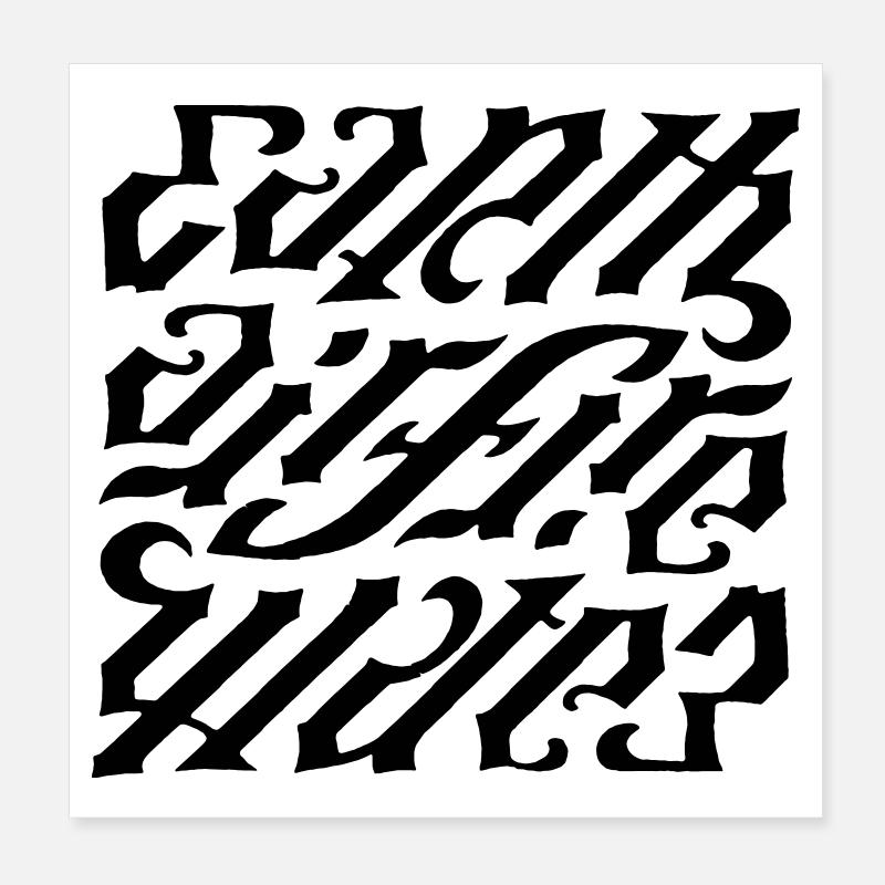 Ambigramme - terre-air-feu Poster 20 x 20 cm