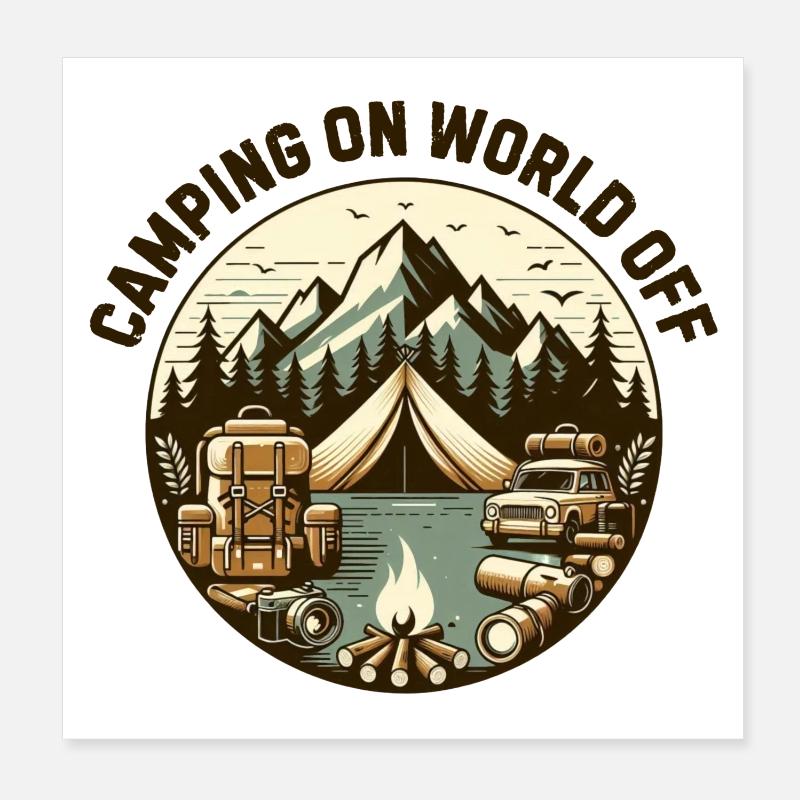 Camping sur le monde Poster 20 x 20 cm