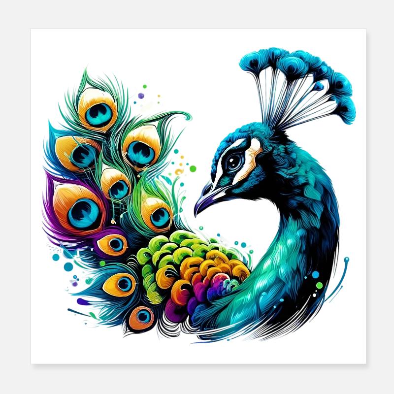Peacock Poster 8" x 8" (20x20 cm)