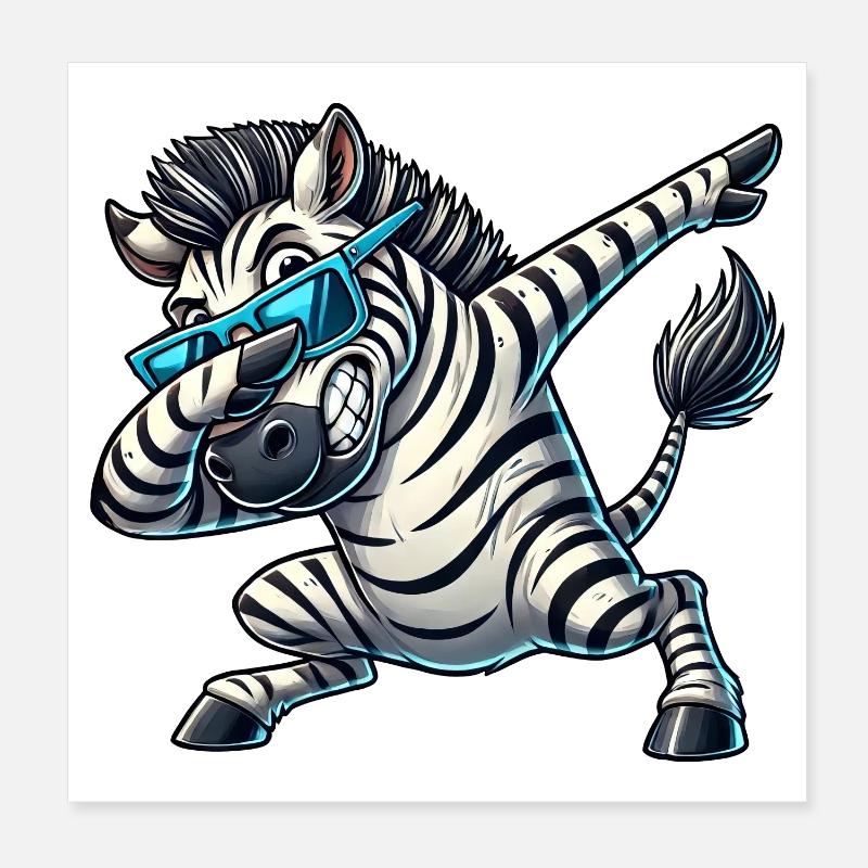 Cool zebra doing the dab dance Poster 8" x 8" (20x20 cm)