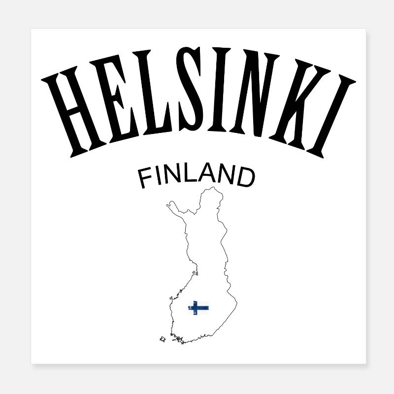 Finland Map Emblem with Flag Poster 8" x 8" (20x20 cm)