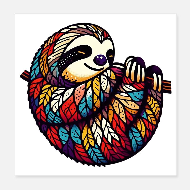 Sloth Poster 8" x 8" (20x20 cm)