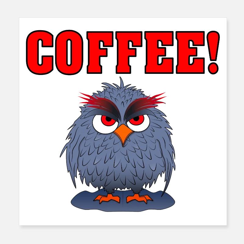 Eule COFFEE ROT Poster 20x20 cm