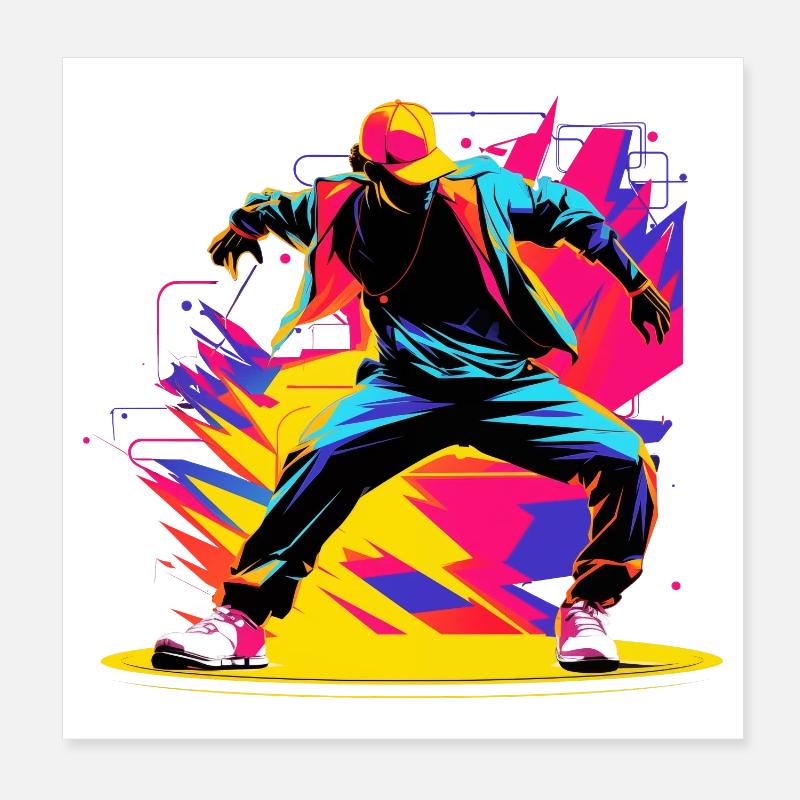 90s Colors Breakdancer Poster 8" x 8" (20x20 cm)