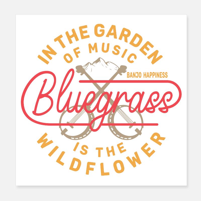 Bluegrass - Banjo Happiness - Poster 20x20 cm - Weiß