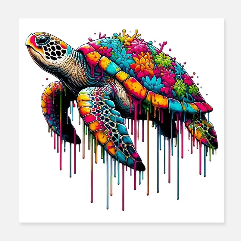 Turtle Poster 8" x 8" (20x20 cm)