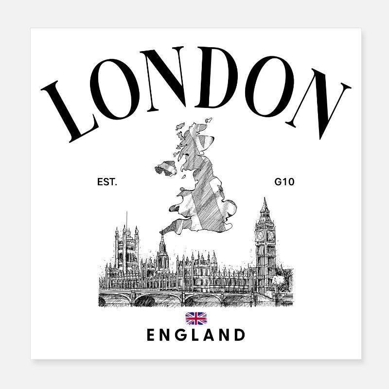 Tiny Union Jack on Black Poster 8" x 8" (20x20 cm)