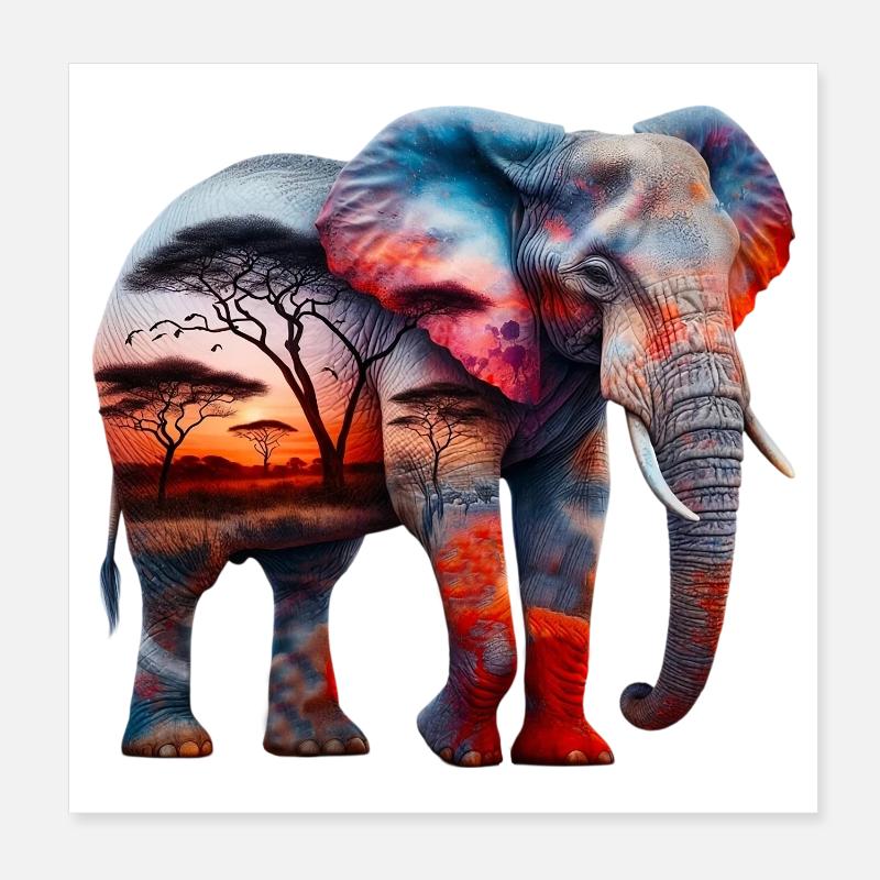 Éléphant Poster 20 x 20 cm