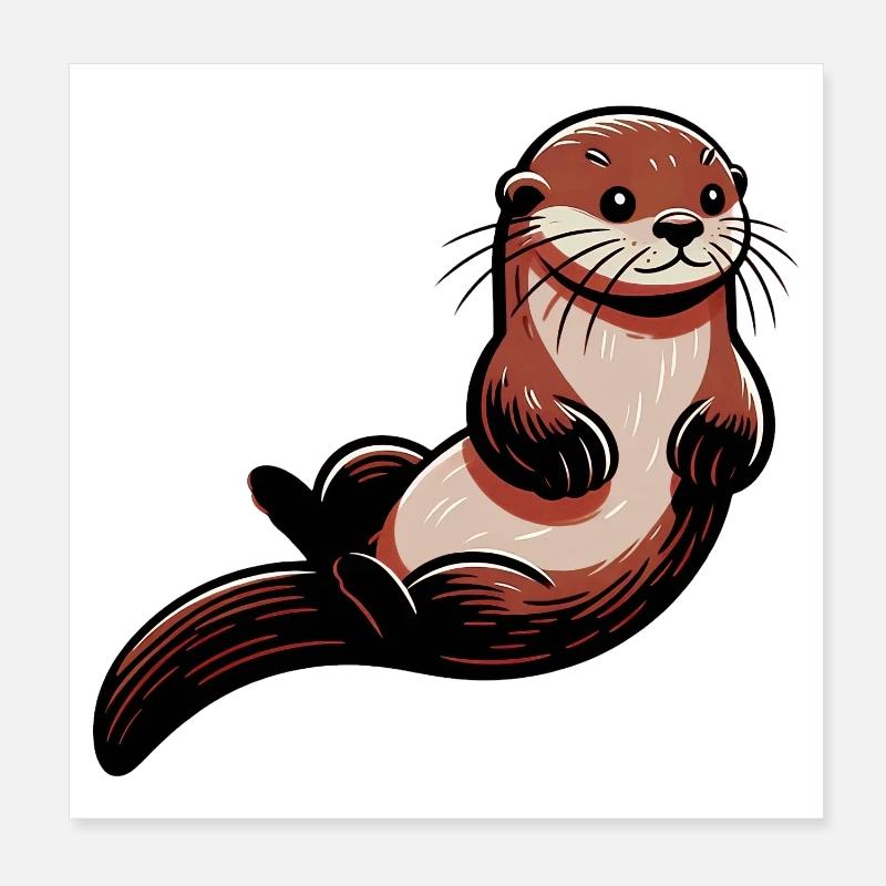 Loutre Poster 20 x 20 cm